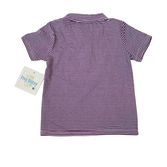 NWT Size 8 Itsy Bitsy Purple Stripe Football Polo - Picture 3 of 3